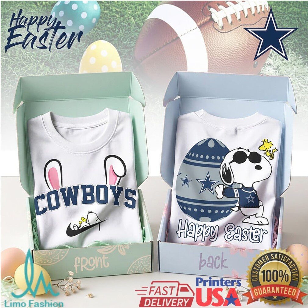 Dallas Cowboys Snoopy & Woodstock Easter Egg NFL Graphic T Shirt - Limotees LLC