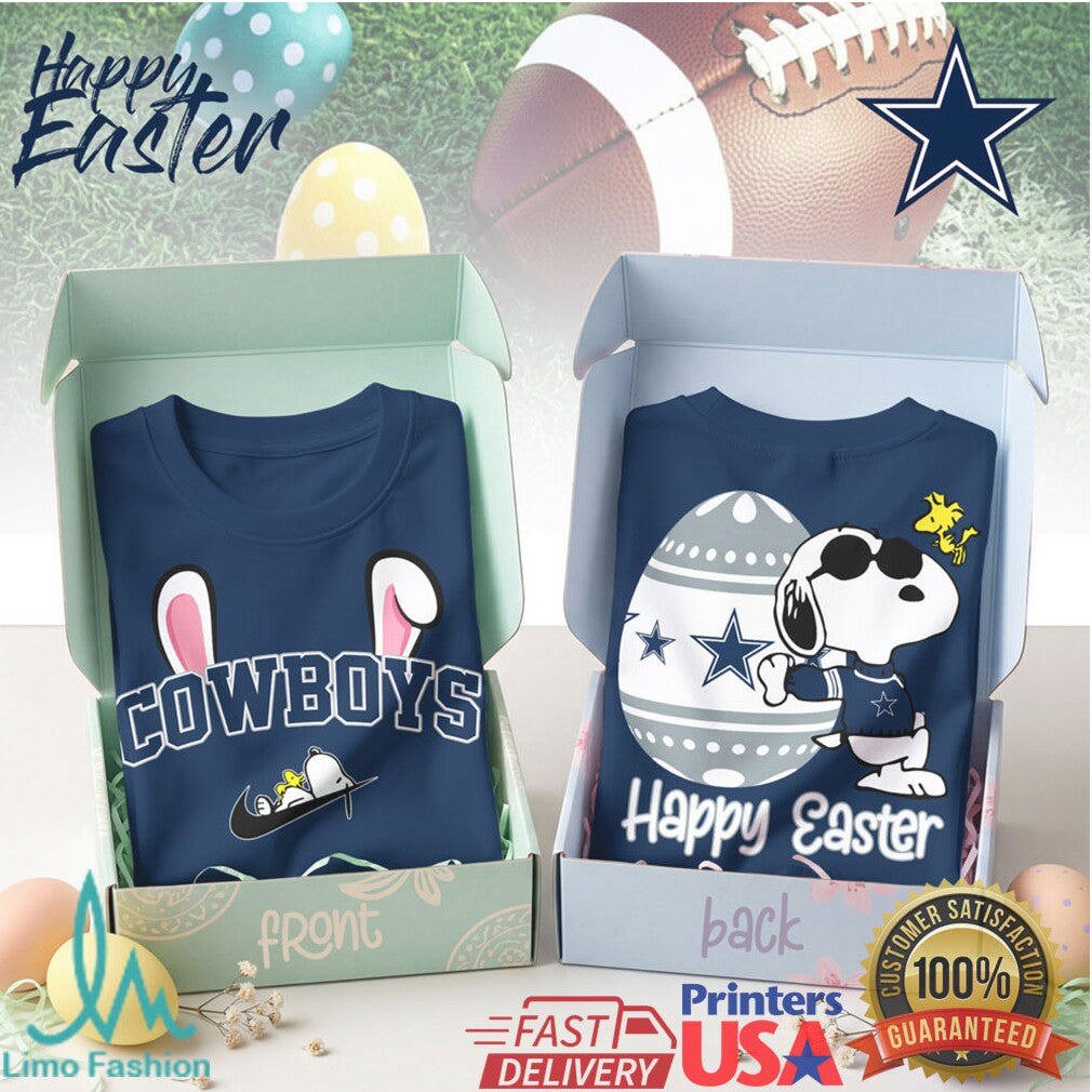 Dallas Cowboys Snoopy & Woodstock Easter Egg NFL Graphic T Shirt - Limotees LLC