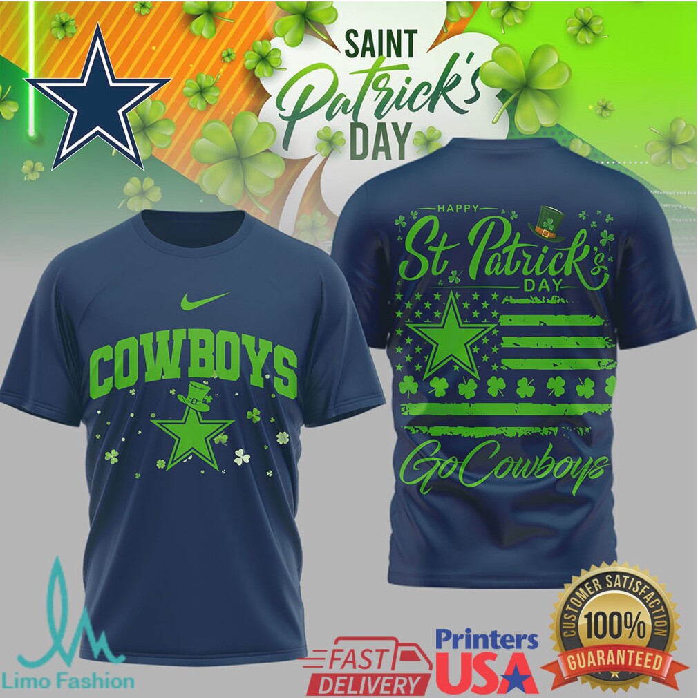 Dallas Cowboys St. Patrick'S Day Leprechaun Star Flag Tshirt - Limotees LLC