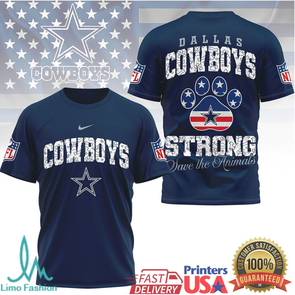 Dallas Cowboys Strong Save the Animals American Flag NFL T Shirt - Limotees LLC