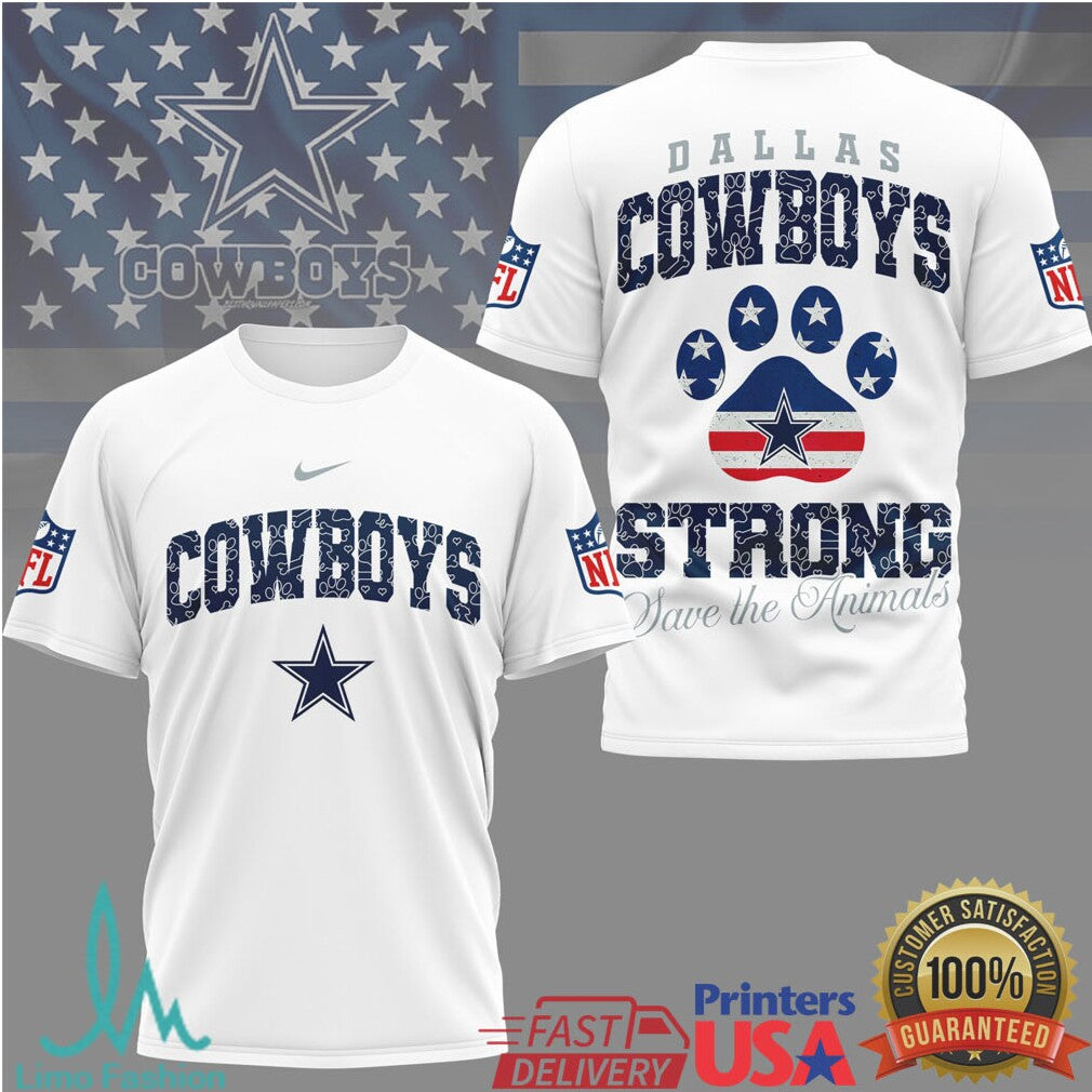 Dallas Cowboys Strong Save the Animals American Flag NFL T Shirt - Limotees LLC