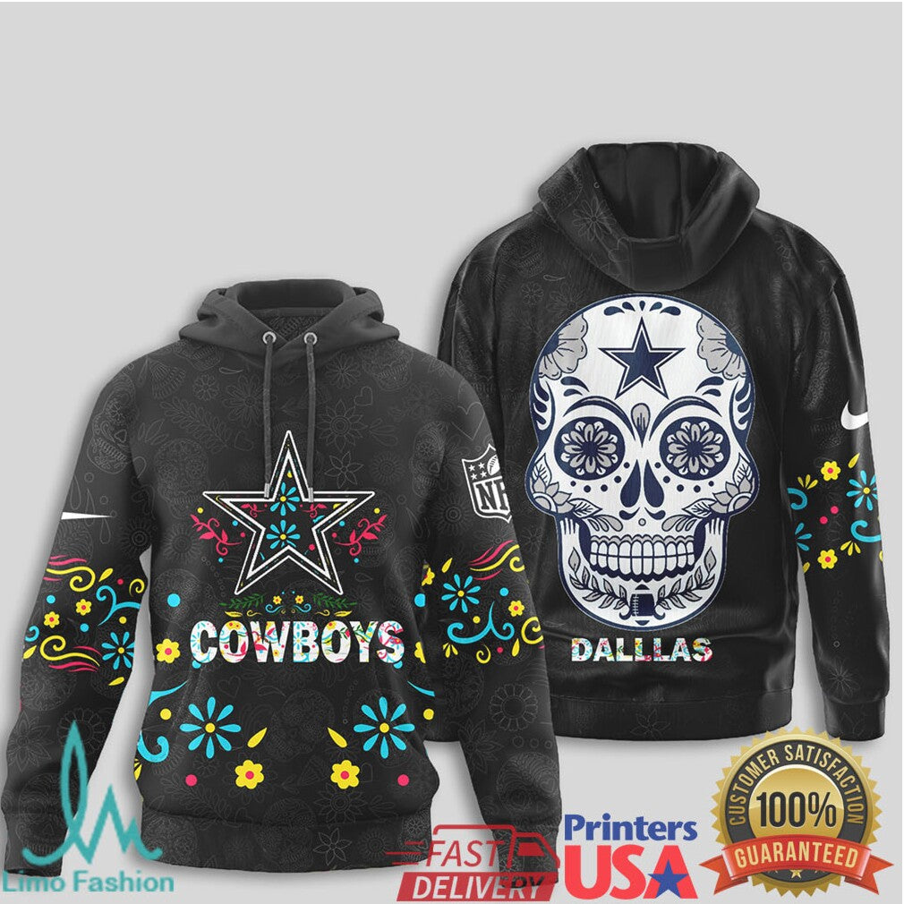 Dallas Cowboys Sugar Skull Day of the Dead Floral NFL T Shirt