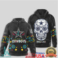 Dallas Cowboys Sugar Skull Day of the Dead Floral NFL T Shirt