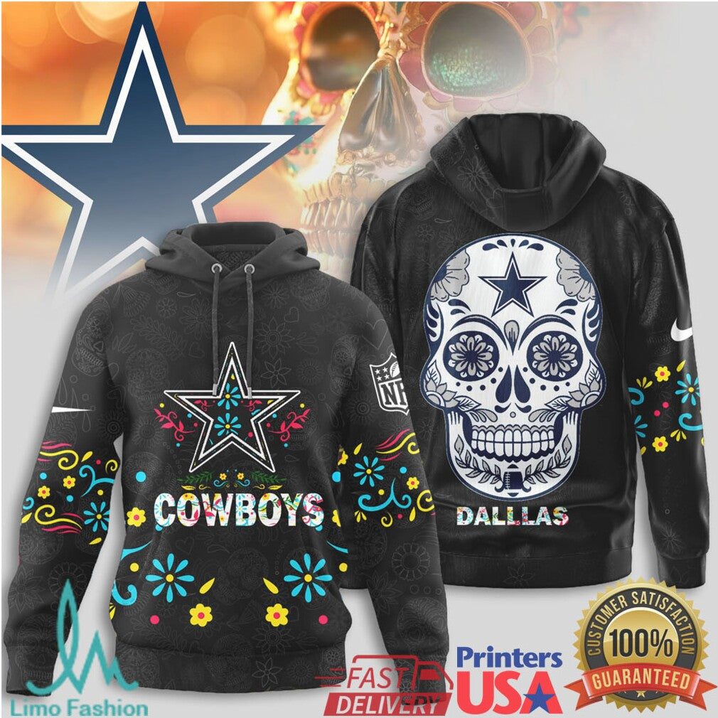Dallas Cowboys Sugar Skull Day of the Dead Floral NFL T Shirt