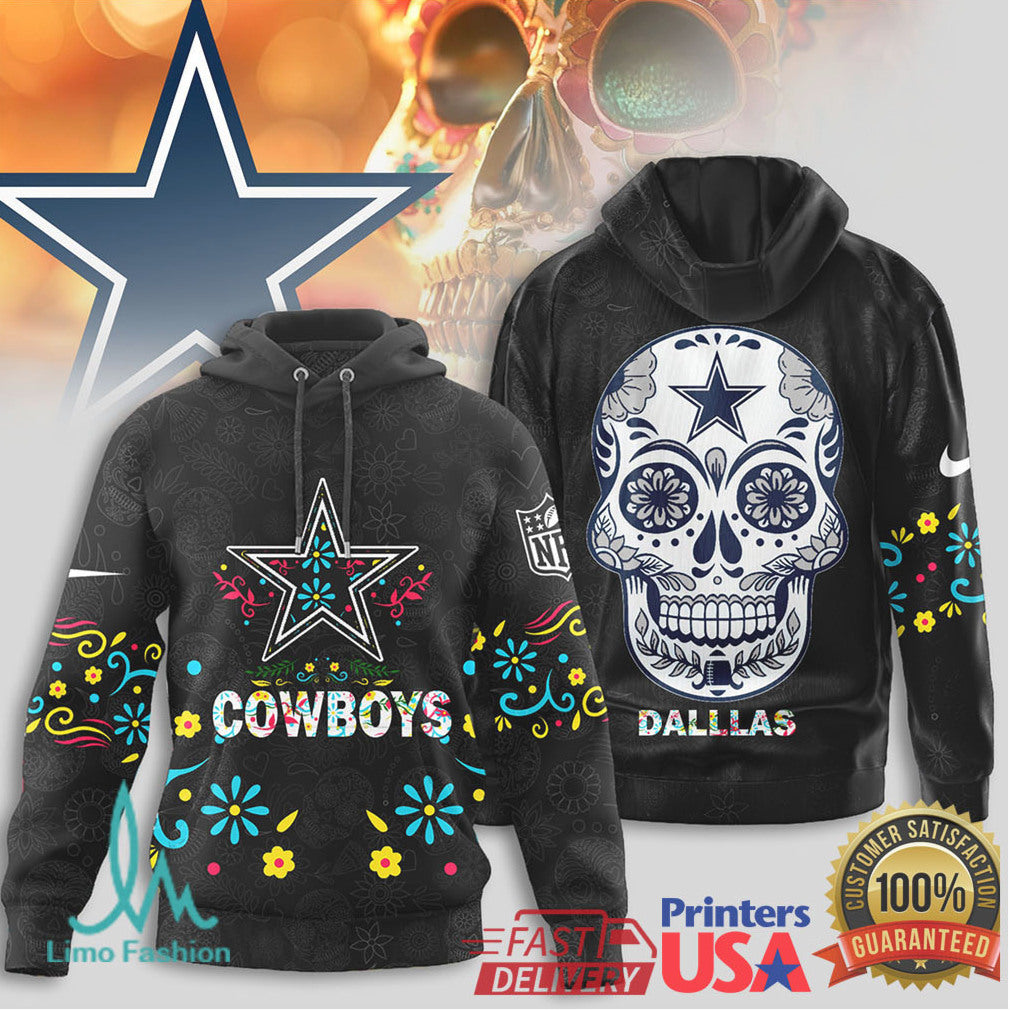 Dallas Cowboys Sugar Skull Day of the Dead Floral NFL T Shirt