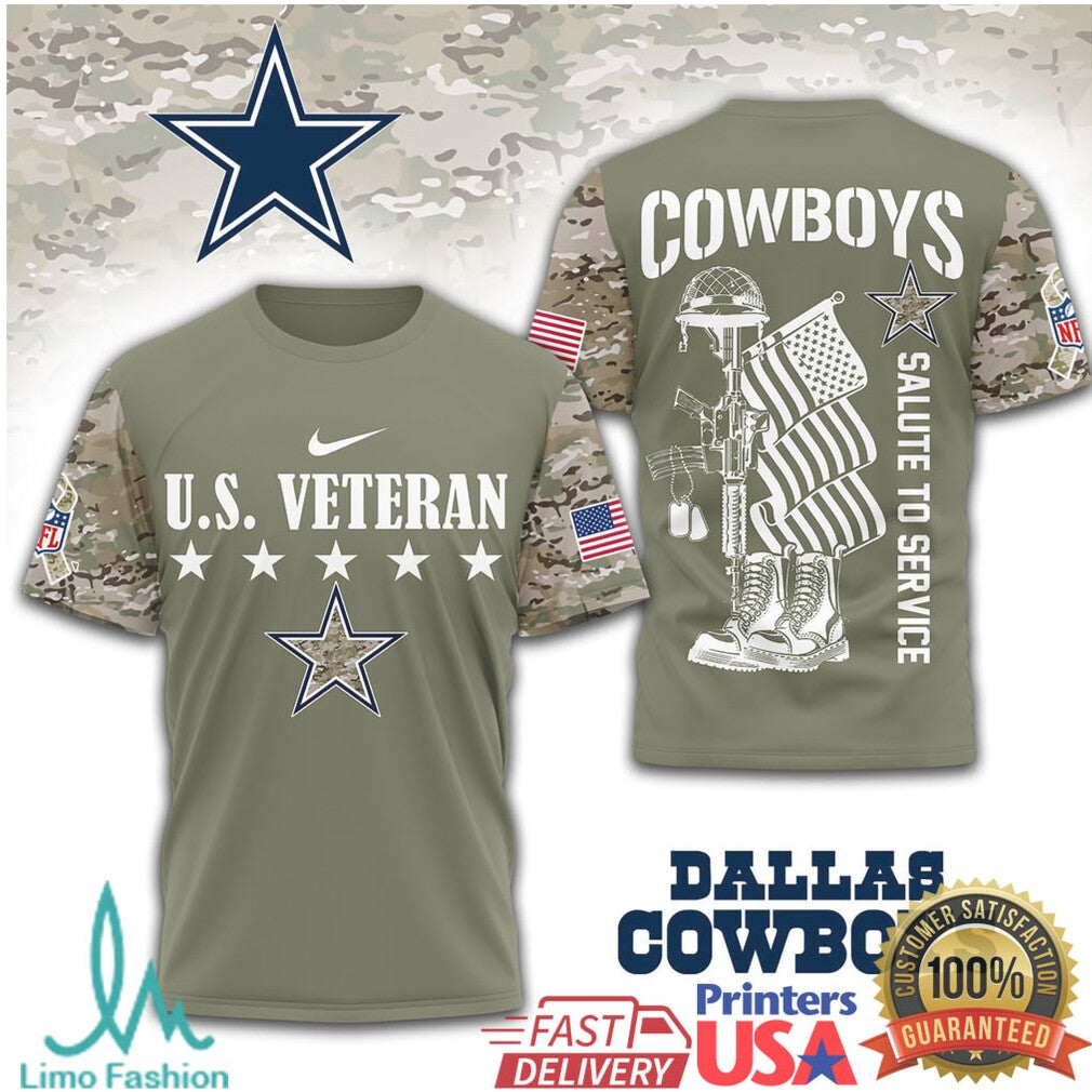 Dallas Cowboys U.S. Veteran Salute To Service Military Camo Performance T Shirt - Limotees LLC
