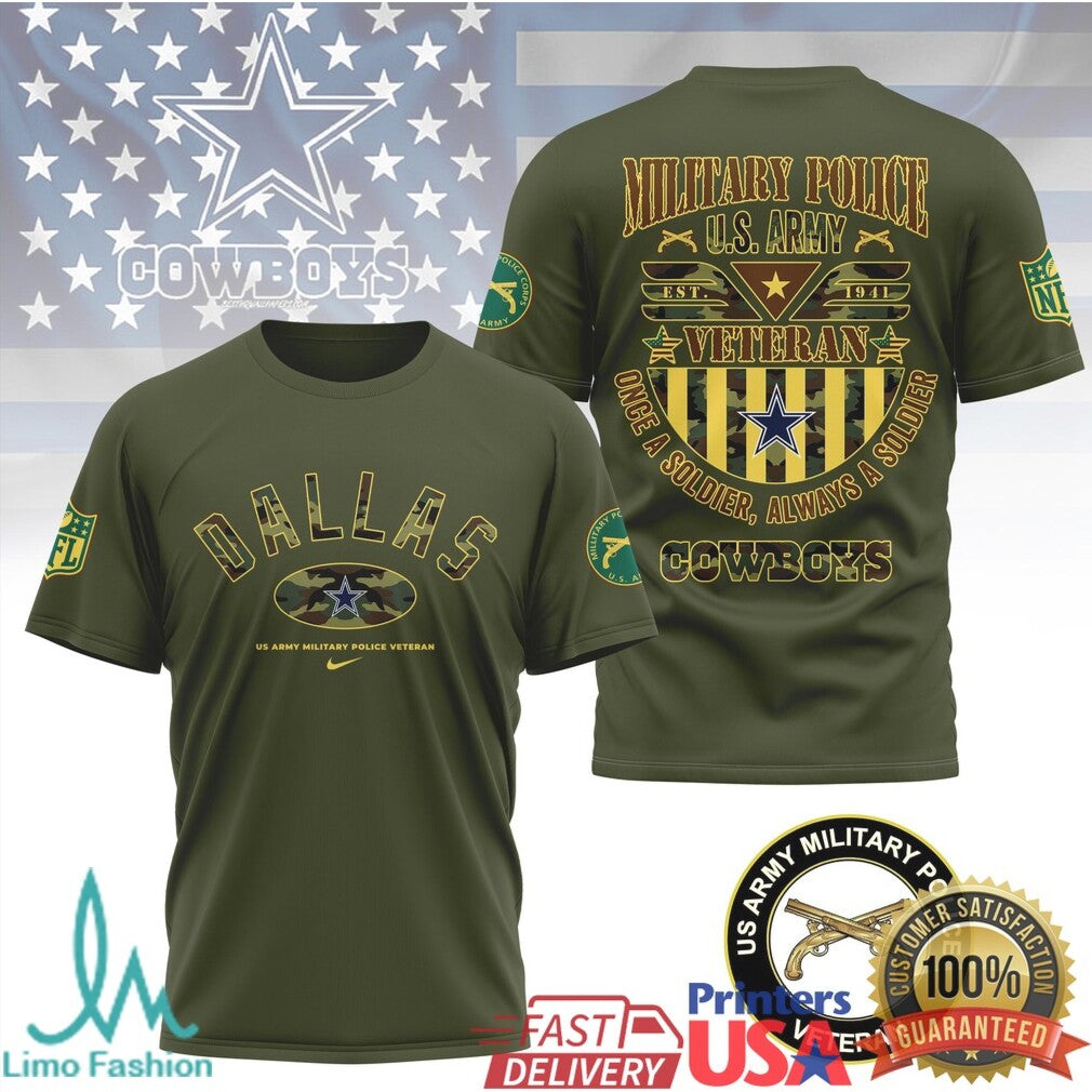 Dallas Cowboys US Army Military Police Veteran Custom T Shirt - Limotees LLC
