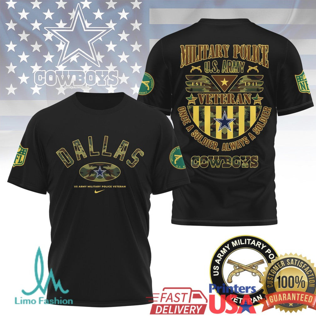 Dallas Cowboys US Army Military Police Veteran Custom T Shirt - Limotees LLC