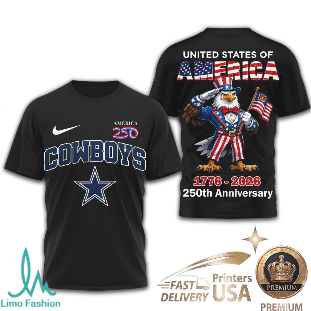 Dallas Cowboys USA 250th Anniversary Eagle Patriotic T Shirt - Limotees LLC