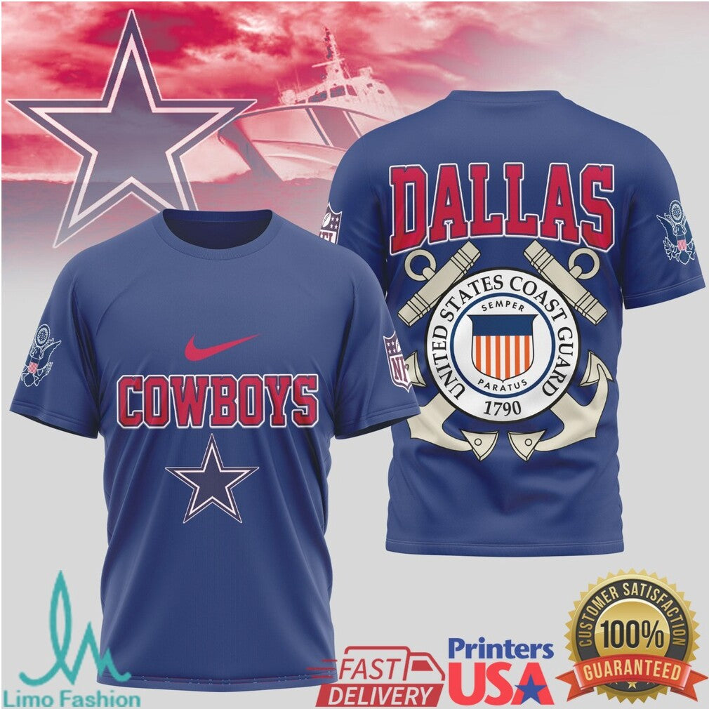 Dallas Cowboys United States Coast Guard Military Appreciation T Shirt - Limotees LLC