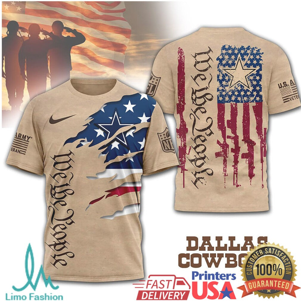 Dallas Cowboys We The People Patriotic Military Tan T Shirt - Limotees LLC