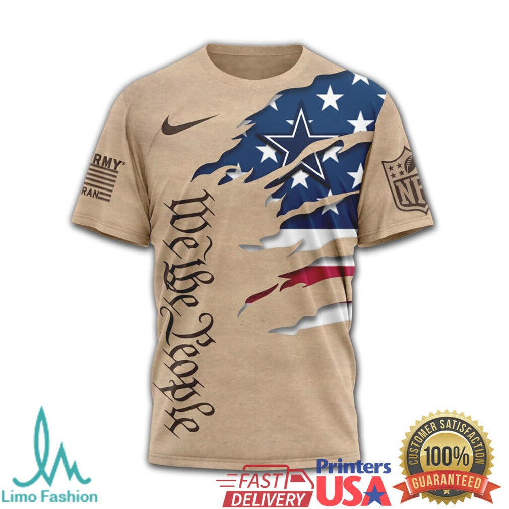 Dallas Cowboys We The People Patriotic Military Tan T Shirt - Limotees LLC