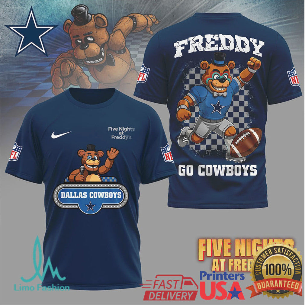 Dallas Cowboys x Five Nights At Freddy's FNAF Freddy Fazbear NFL T Shirt - Limotees LLC