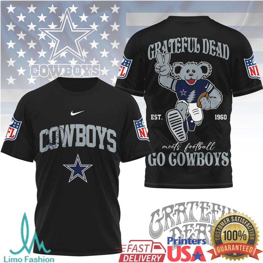 Dallas Cowboys x Grateful Dead NFL Football Meets Music Dancing Bear T Shirt