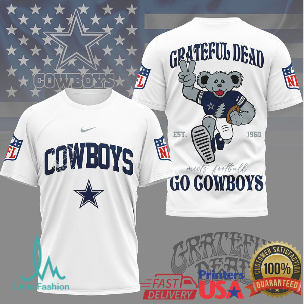 Dallas Cowboys x Grateful Dead NFL Football Meets Music Dancing Bear T Shirt