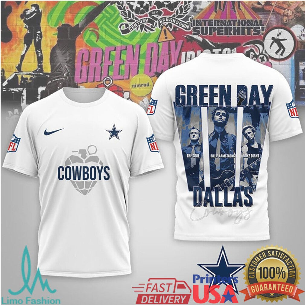 Dallas Cowboys x Green Day Punk Rock Mashup NFL Graphic T Shirt - Limotees LLC