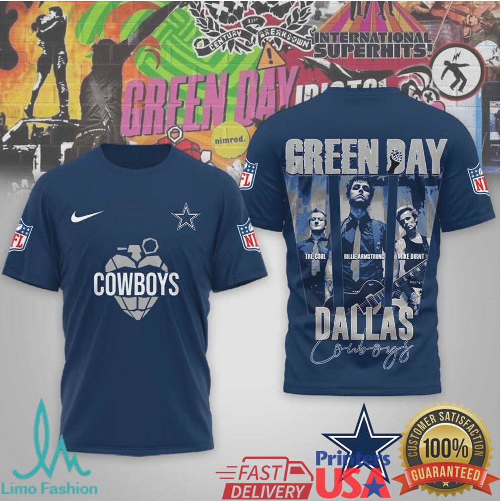 Dallas Cowboys x Green Day Punk Rock Mashup NFL Graphic T Shirt - Limotees LLC