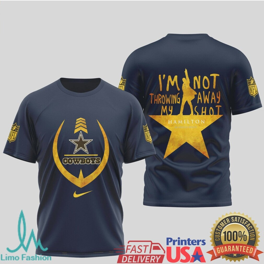 Dallas Cowboys x Hamilton Musical Broadway Star Graphic Navy T Shirt - Limotees LLC