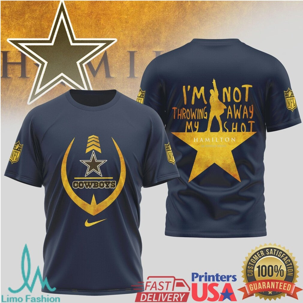 Dallas Cowboys x Hamilton Musical Broadway Star Graphic Navy T Shirt - Limotees LLC