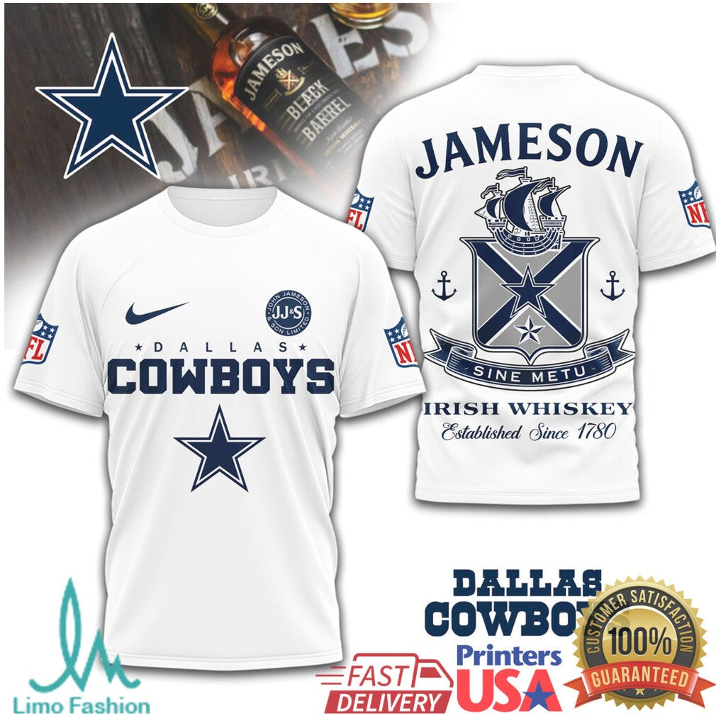Dallas Cowboys x Jameson Irish Whiskey Sine Metu Graphic T Shirt - Limotees LLC