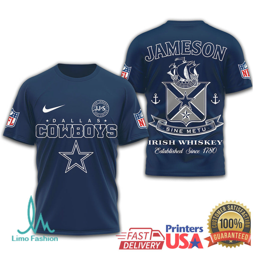 Dallas Cowboys x Jameson Irish Whiskey Sine Metu Graphic T Shirt - Limotees LLC