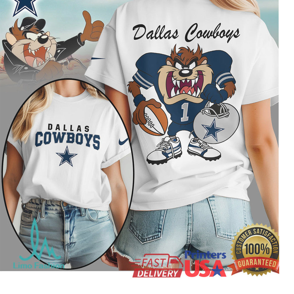 Dallas Cowboys x Looney Tunes Taz Vintage Navy & White Fan T Shirt
