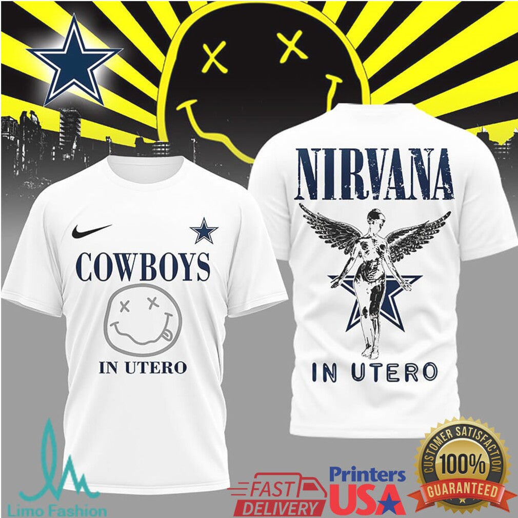 Dallas Cowboys x Nirvana In Utero Mashup T Shirt Grunge Rock Style - Limotees LLC