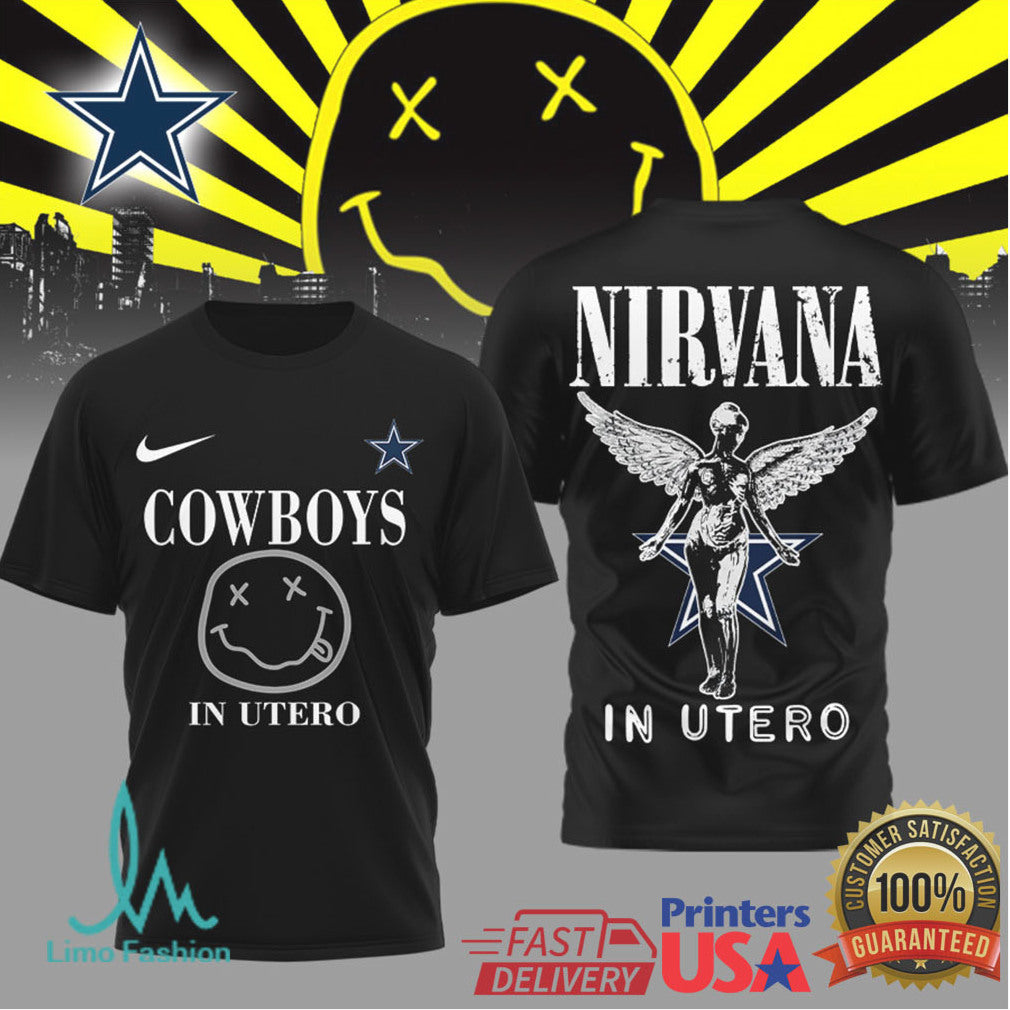 Dallas Cowboys x Nirvana In Utero Mashup T Shirt Grunge Rock Style - Limotees LLC