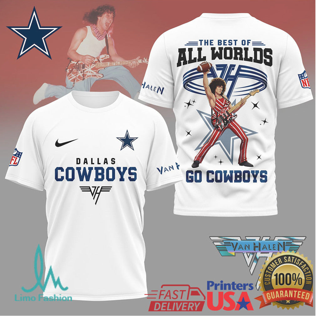 Dallas Cowboys x Van Halen Eddie Van Halen Rock Graphic T Shirt - Limotees LLC