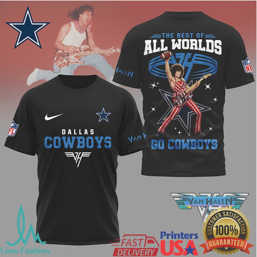 Dallas Cowboys x Van Halen Eddie Van Halen Rock Graphic T Shirt - Limotees LLC