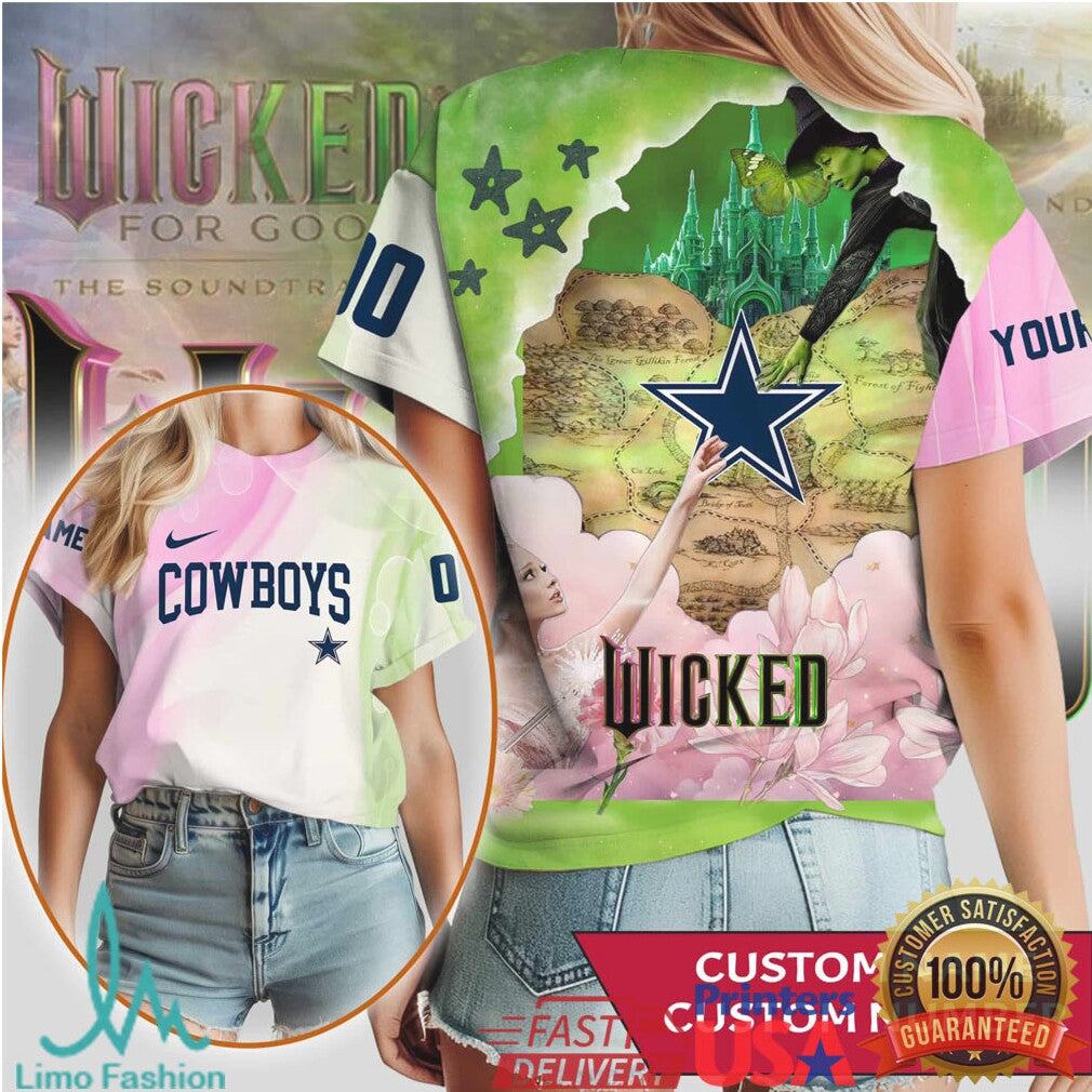 Dallas Cowboys x Wicked Musical Custom Name & Number 3D Shirt - Limotees LLC