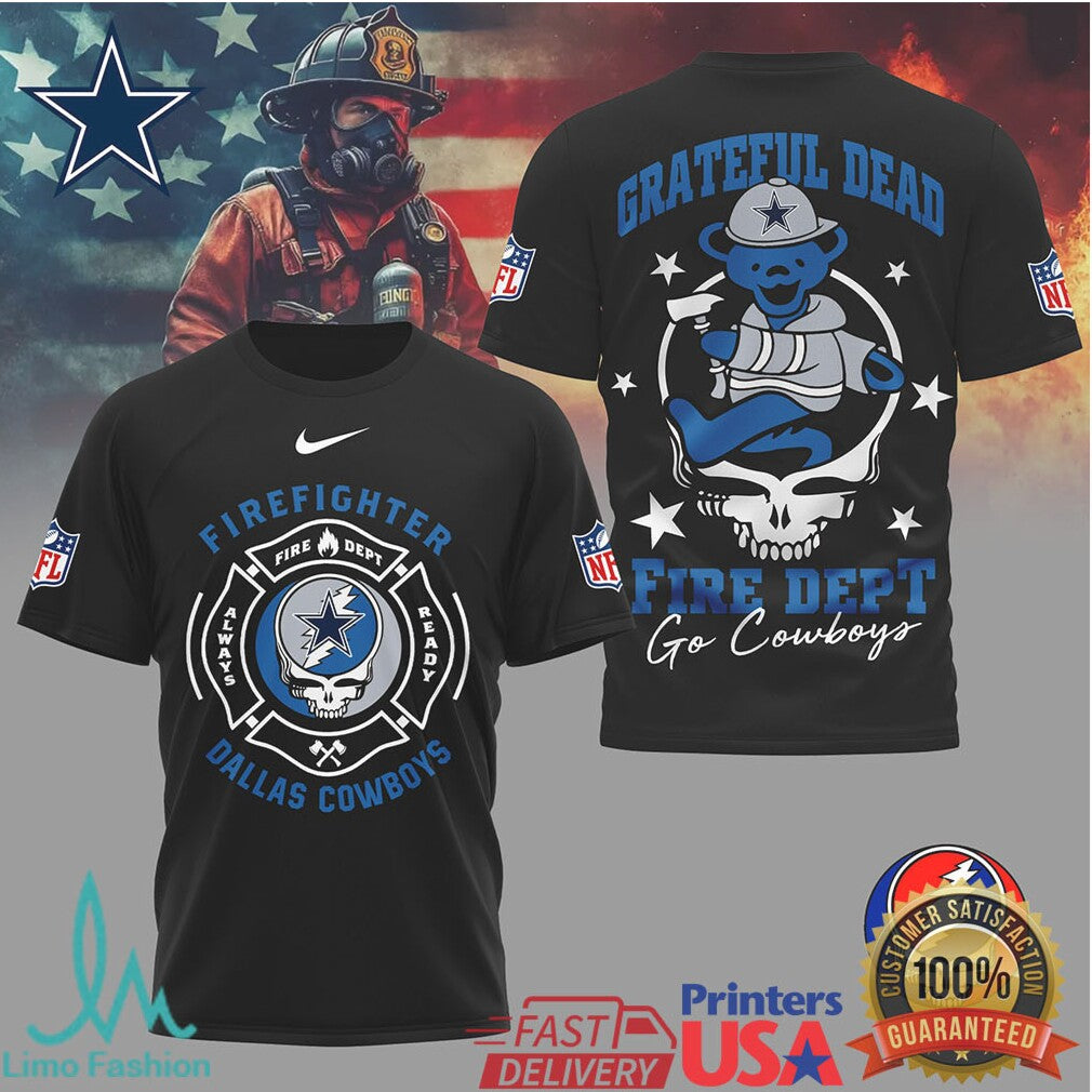 Dallas CowboysOfficial NFL Grateful Dead Firefighter 3D Shirt - Limotees LLC