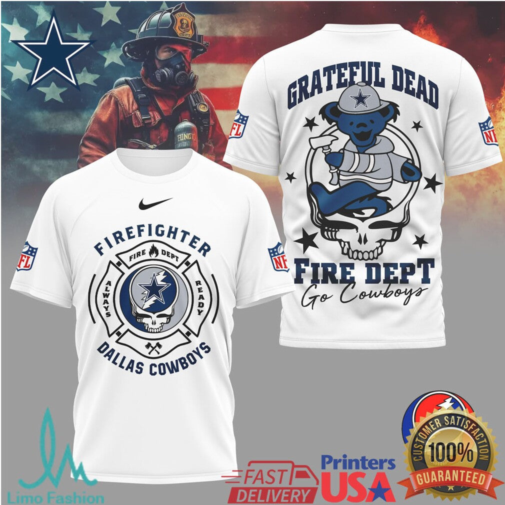 Dallas CowboysOfficial NFL Grateful Dead Firefighter 3D Shirt - Limotees LLC