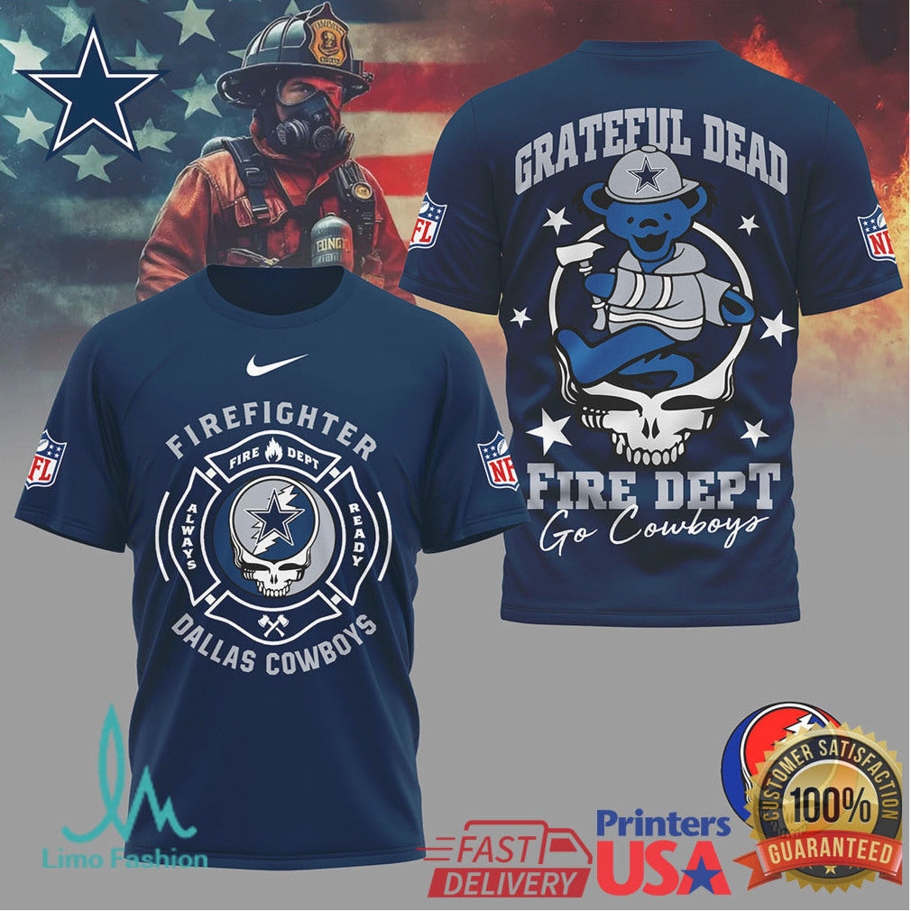 Dallas CowboysOfficial NFL Grateful Dead Firefighter 3D Shirt - Limotees LLC