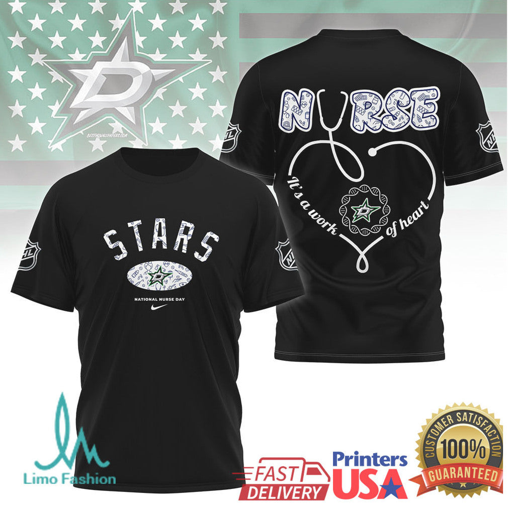 Dallas Stars Nurse Gift Shirt “It's a Work of Heart” NHL Hockey Nurse T Shirt - Limotees LLC