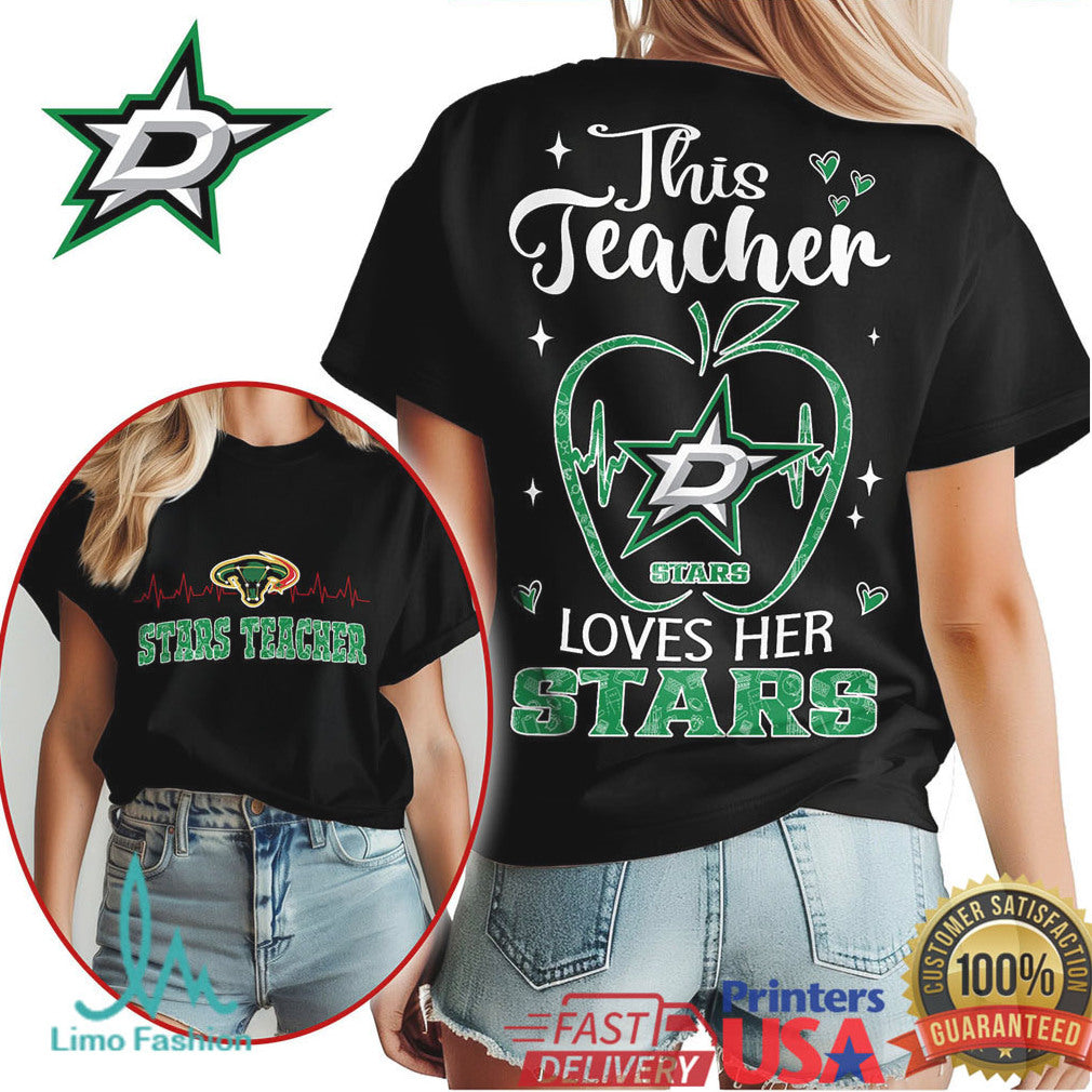 Dallas Stars This Teacher Loves Her Stars NHL Hockey Teacher Gift T Shirt - Limotees LLC