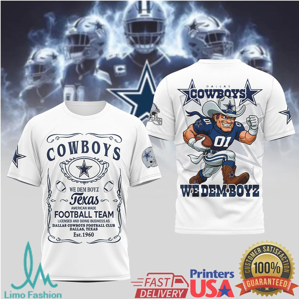 Dallas Texas Cowboys We Dem Boyz Football Team Graphic White Tee - Limotees LLC