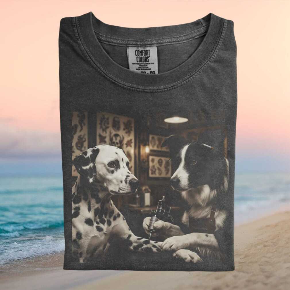 Dalmatian And Border Collie Tattoo Shop Artist T Shirt - Limotees LLC