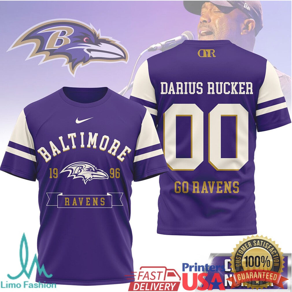Darius Rucker Baltimore Ravens Custom Name Number Personalized T Shirt - Limotees LLC