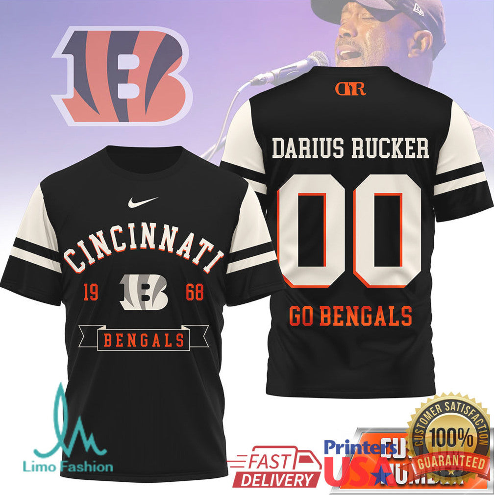 Darius Rucker Cincinnati Bengals Custom Name Number Football T Shirt - Limotees LLC