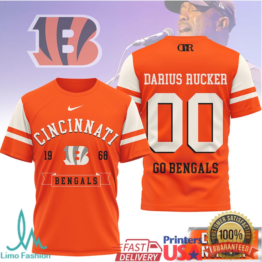 Darius Rucker Cincinnati Bengals Custom Name Number Football T Shirt - Limotees LLC
