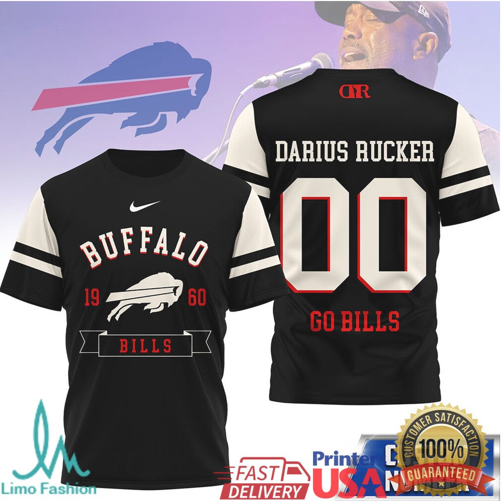 Darius Rucker Collection Buffalo Bills Custom Number Football T Shirt - Limotees LLC