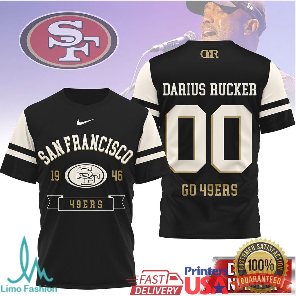 Darius Rucker Collection San Francisco 49ers Custom Name & Number T Shirt - Limotees LLC