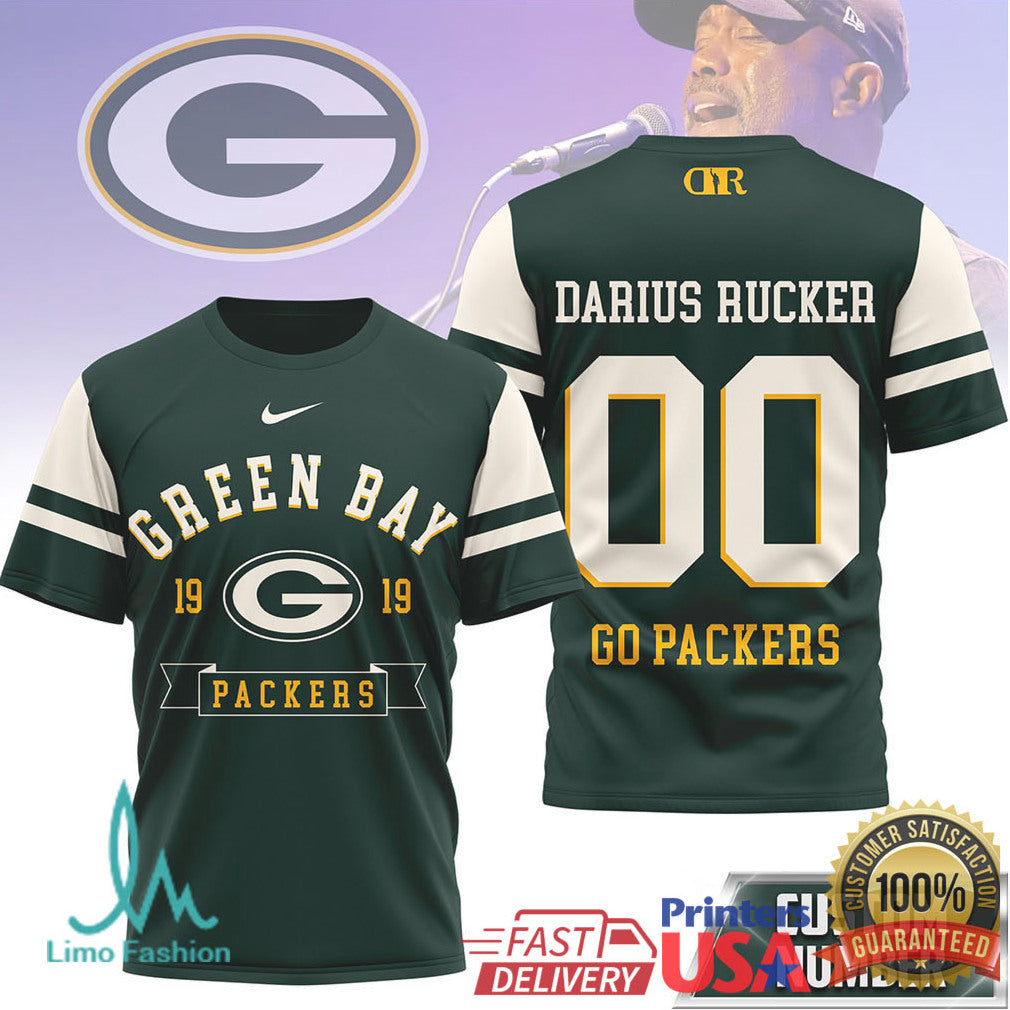 Darius Rucker Green Bay Packers Custom Name Number Graphic T Shirt - Limotees LLC