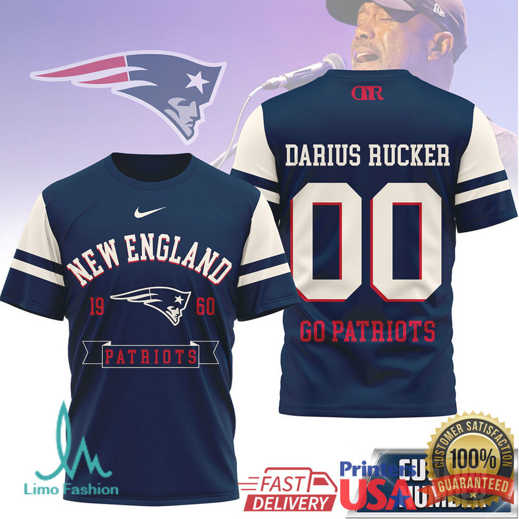 Darius Rucker New England Patriots Custom Name Number Fan Jersey T Shirt - Limotees LLC