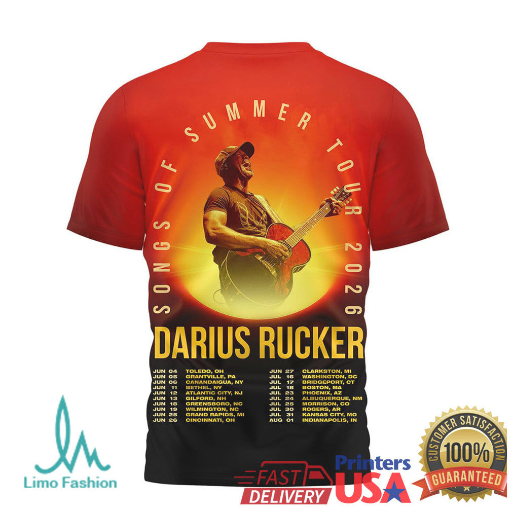 Darius Rucker Songs of Summer Tour 2026 Red Gradient T Shirt - Limotees LLC