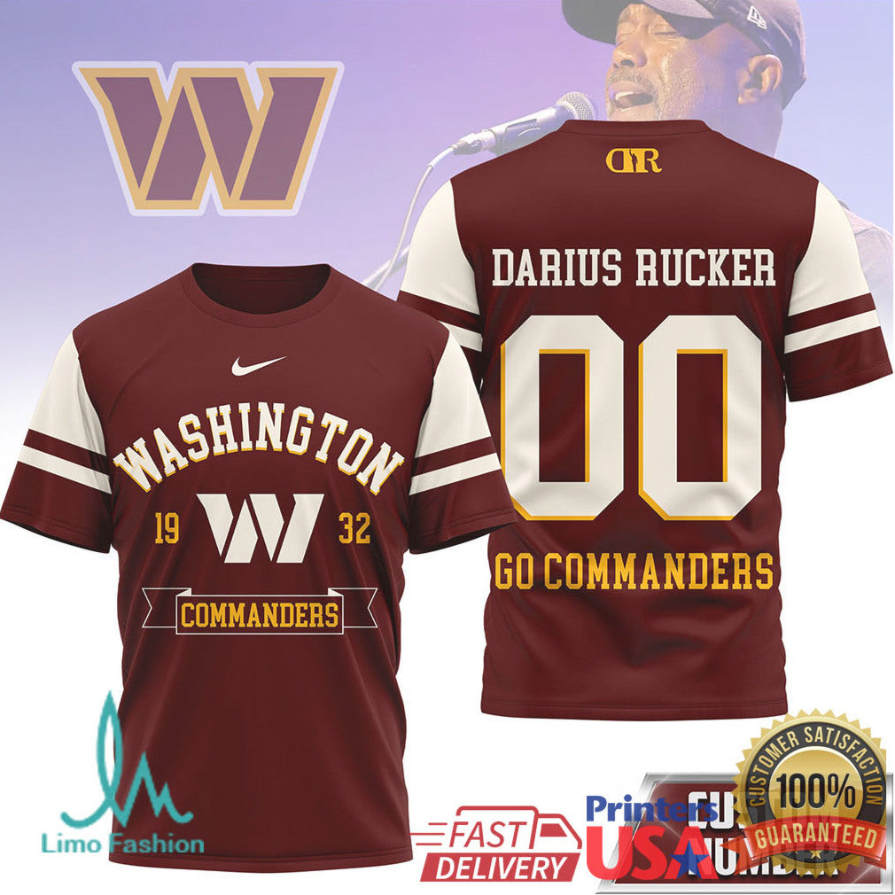 Darius Rucker Washington Commanders Custom Name Number Football T Shirt - Limotees LLC