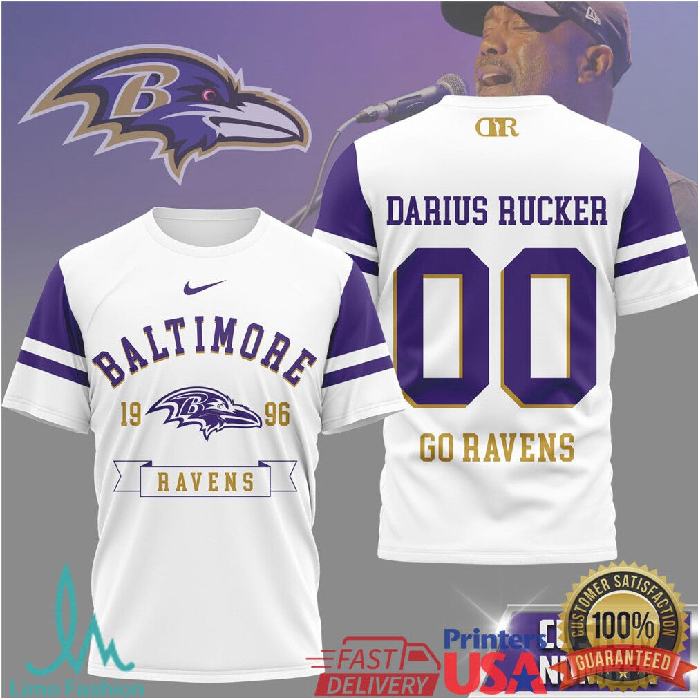 Darius Rucker x Baltimore Ravens Custom Name & Number Football T Shirt - Limotees LLC