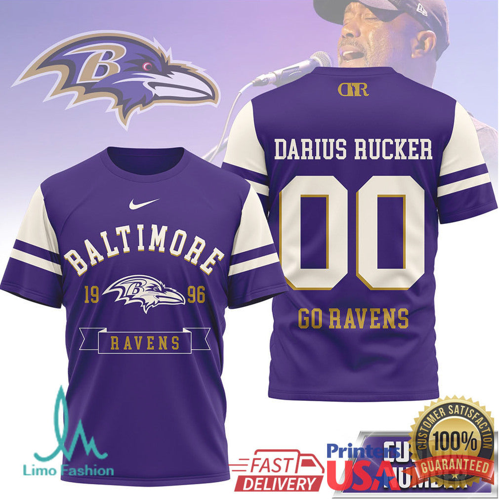 Darius Rucker x Baltimore Ravens Custom Name & Number Football T Shirt - Limotees LLC