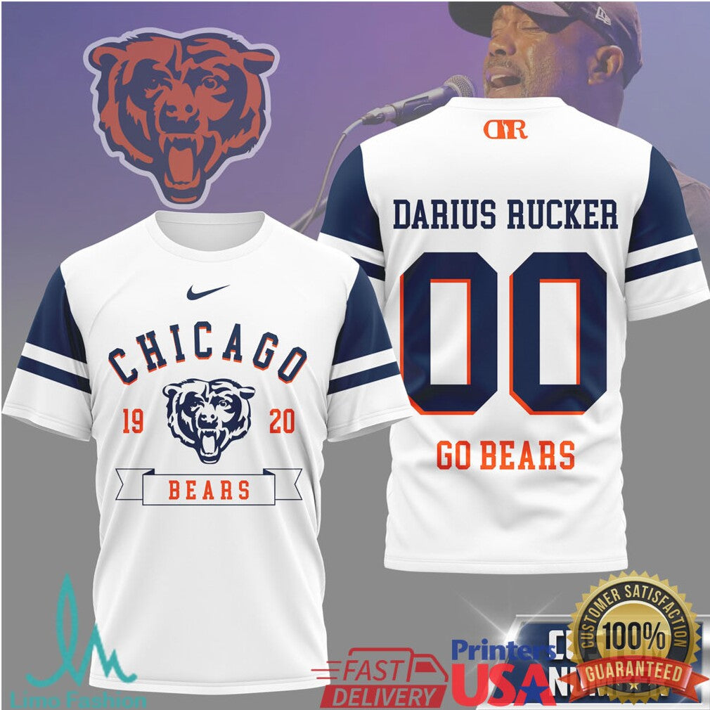 Darius Rucker x Chicago Bears Custom Name & Number Football T Shirt - Limotees LLC